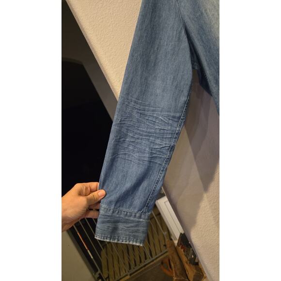 Frank & Eileen Women's Eileen Blue Denim Vintage Distressed Button-Up Shirt M - Picture 2 of 12